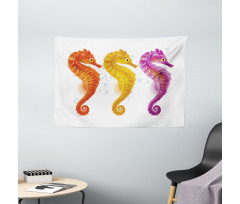 Seahorse Marine Tones Wide Tapestry