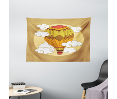 Hot Air Balloon Retro Wide Tapestry