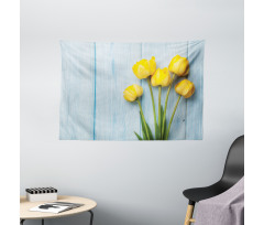 Yellow Flowers Rustic Wide Tapestry