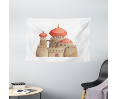 Fantasy Castle Cartoon Wide Tapestry