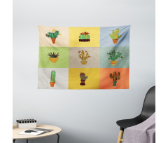 Botanical Cactus Flower Wide Tapestry