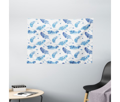 Watercolor Quill Motifs Wide Tapestry