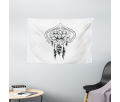 Doodle Paisley Design Wide Tapestry