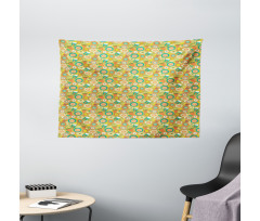 Botanical Flowers Wide Tapestry