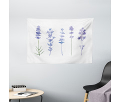 Watercolor Rural Herbs Wide Tapestry