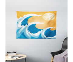 Huge Sea Waves Summer Wide Tapestry