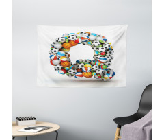 Gaming Balls ABC Font Wide Tapestry