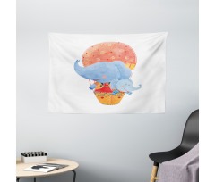 Elephant Hot Air Balloon Wide Tapestry