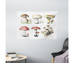 Hand Drawn Fungus Wide Tapestry