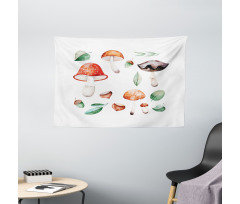 Fall Season Mushroom Wide Tapestry