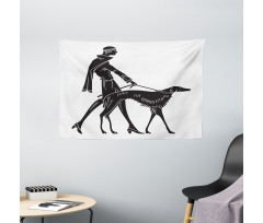 Fashion Woman Dog Wide Tapestry