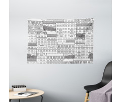 Hand Drawn Houses Town Wide Tapestry
