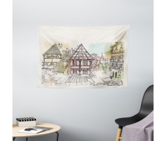 Historic Nuremberg Scene Wide Tapestry