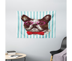 Pop Art Bulldog Sketch Wide Tapestry
