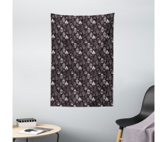 Scribble Leaves Artwork Tapestry