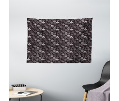 Scribble Leaves Artwork Wide Tapestry