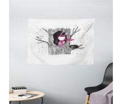 Girl in Hollow with Heart Wide Tapestry