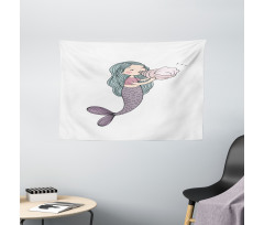 Fairy Girl Seashell Wide Tapestry