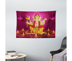 Colorful Asian Animals Wide Tapestry