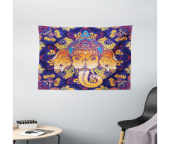 Petal and Leaf Design Wide Tapestry