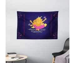 Elephant Illustration Wide Tapestry