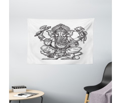 Folk Themed Symbol Timeless Wide Tapestry