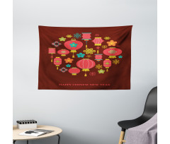 Lanterns Knots Wide Tapestry