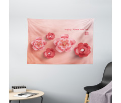 Pink Blossoms Wide Tapestry