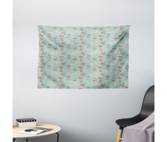 Animals in Winter Doodle Wide Tapestry