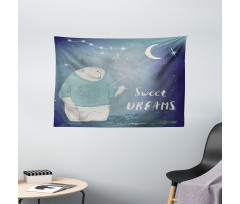 Polar Bear Holding a Star Wide Tapestry