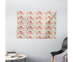 Colorful Botanical Art Wide Tapestry