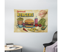 Burger Ingredients Wide Tapestry