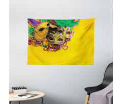 Venetian Mask Design Wide Tapestry