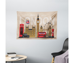 Britain Landmarks Wide Tapestry