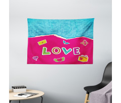 Romantic Cartoon Elements Wide Tapestry