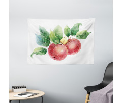 Green Leaves and Fruits Wide Tapestry