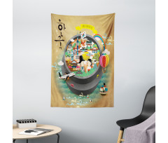 Cartoon Style Khimchi Pot Tapestry