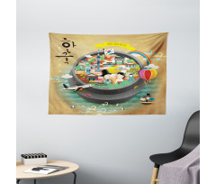 Cartoon Style Khimchi Pot Wide Tapestry