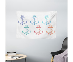 Colorful Anchor Marine Wide Tapestry