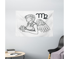 Angel with Bouquet Wide Tapestry