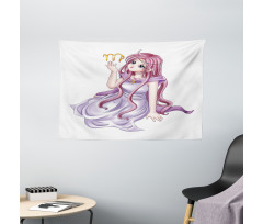 Manga Style Girl Wide Tapestry