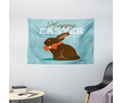 Chocolate Bunny with Bow Wide Tapestry