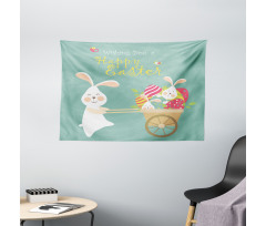 Smiling Bunny Eggs Wide Tapestry