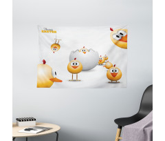 Chicks Funny Cartoon Wide Tapestry