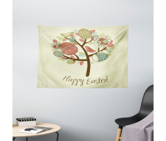 Vintage Spring Foliage Wide Tapestry