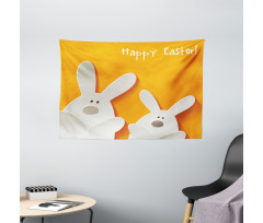 Happy Easter Bunnies Wide Tapestry