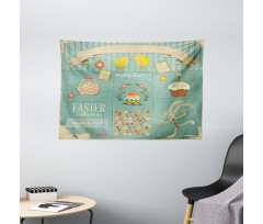 Eggs Cupcake and Basket Wide Tapestry