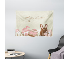 Pastel Toned Eggs Birds Wide Tapestry