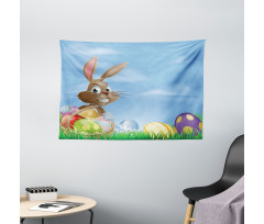 Painted Easter Eggs Wide Tapestry