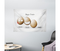 Funny Doodle Style Eggs Wide Tapestry